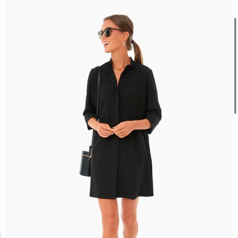 Tuckernuck Black Stretch Crepe Royal Shirt Dress